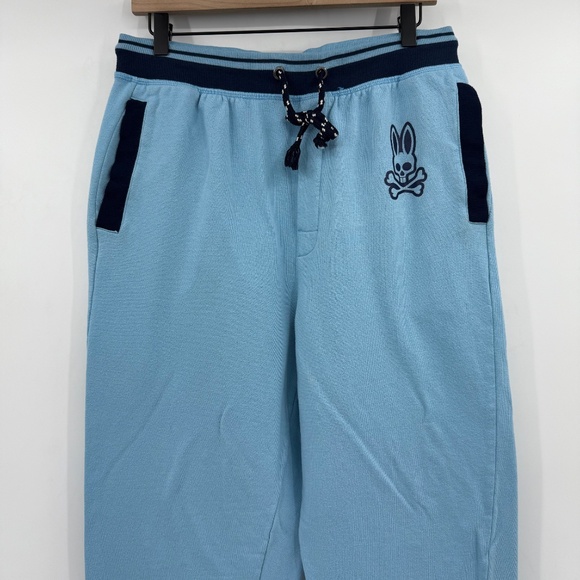 Psycho Bunny Joggers Men Medium Blue Sweatpants Elastic Drawstring Waist Pockets - Picture 2 of 12